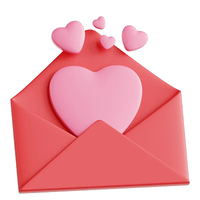 Romantic Decorative Ornament Set With Red Envelope And Pink Hearts Design 3d model