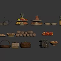 Assorted Fresh Food Display With Fruits Bread Cake And Desserts
