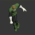 Green Lantern Action Figure In Green Black Costume With Mask And Dynamic Pose
