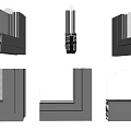 modern window group corner window section 3d model
