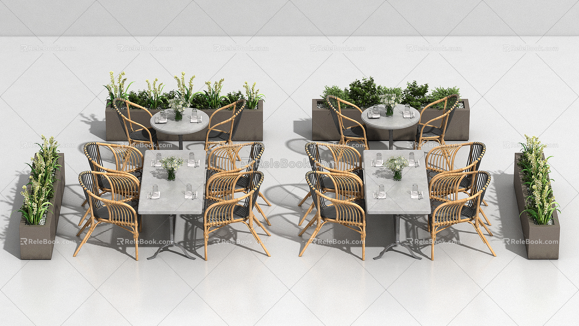 Modern outdoor table and chair outdoor seat combination model