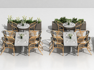 Modern outdoor table and chair outdoor seat combination model