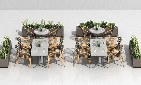 Modern outdoor table and chair outdoor seat combination 3d model