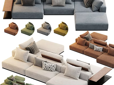 Modern Double Sofa Design With Various Colors Fabric And Decorative Pillows 3d model