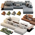 Modern Double Sofa Design With Various Colors Fabric And Decorative Pillows