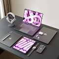 Modern Laptop Tablet Setup With Wireless Headphones Smart Watch And Phone