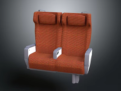 Comfortable Orange Fabric Double Seat With Armrests And Modern Design 3d model