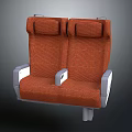Comfortable Orange Fabric Double Seat With Armrests And Modern Design 3d model