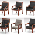 Various Office Chair Designs With Leather Fabric Seats And Wooden Armrest Frames