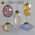 Colorful Glass Pendant Lights with Various Shapes Sphere Leaf Cylinder Modern Decorative Design
