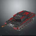 Red And Black Military Tank With Modern Armored Design And Detailed Exterior