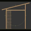 Modern Wooden Pergola Structure With Horizontal Roof Beams And Lattice Side Columns