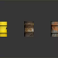 Rusted Radioactive Barrels With Radiation Symbols On Reflective Dark Surface