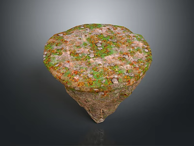 Modern Conical Decorative Art Piece With Green Orange Textured Surface In Contemporary Interior 3d model