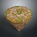Modern Conical Decorative Art Piece With Green Orange Textured Surface In Contemporary Interior
