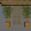 Elegant Indoor Bamboo Plants With Decorative Bamboo Screen And Wooden Planters
