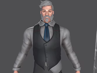 Cartoon Man Gentleman Game Character Game Character Swordsman Alien Character Anime Character Middle-aged Man Suit 3d model