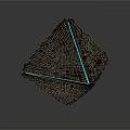 Modern Abstract Black Geometric Structure Composed of Small Cubes with Blue Glowing Edges