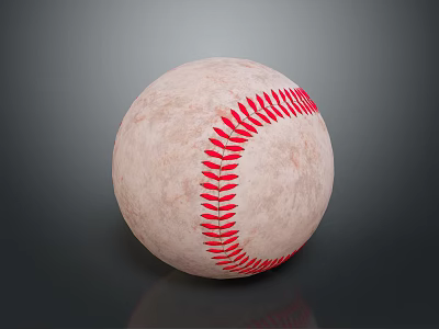 Vintage White Baseball With Red Stitching As Essential Household Sports Item 3d model