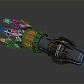 Futuristic Spacecraft Propulsion Engine 3D Model With Red Black Components