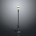 Traditional Street Lamp Design With Classic Metal Pole And Illuminated Light