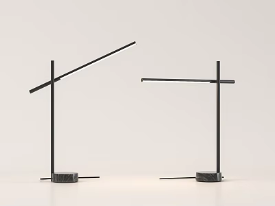 Two Modern Table Lamps With Slim Black Arms And Stable Circular Bases 3d model