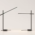 Two Modern Table Lamps With Slim Black Arms And Stable Circular Bases 3d model