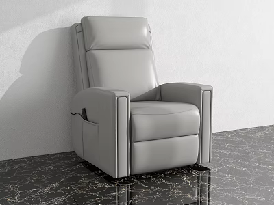 Gray Leather Recliner Single Sofa In Modern Room With White Wall And Marble Floor 3d model