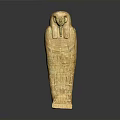 Ancient Egyptian Sculpture Carving of Intricate Sarcophagus with Hieroglyphic Patterns