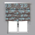 Elegant Roman Blinds In Blue Green Brown Fabric With Stylish Floral Patterns