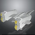White Streamlined Spacecraft Model With Yellow Engines And Modern Aerospace Design 3d model