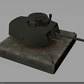 Green Military Tank Model With Turret And Cannon On Rustic Stone Base