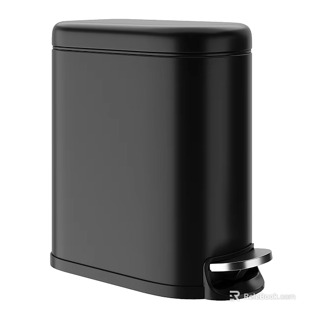 Sleek Modern Black Pedal Bin With Foot Pedal Operation And Stainless Steel Design 3d model 