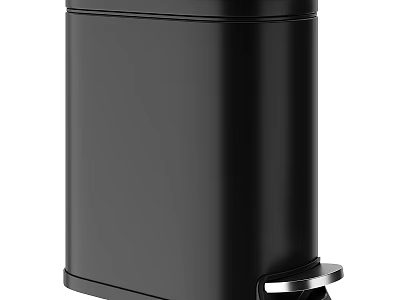 Sleek Modern Black Pedal Bin With Foot Pedal Operation And Stainless Steel Design 3d model