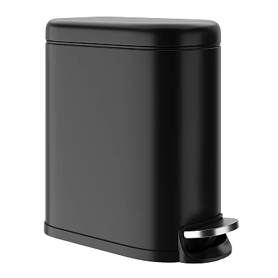 Sleek Modern Black Pedal Bin With Foot Pedal Operation And Stainless Steel Design 3d model