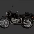 Black Motorcycle With Sidecar Headlight Rear Mirrors And Orange Indicators