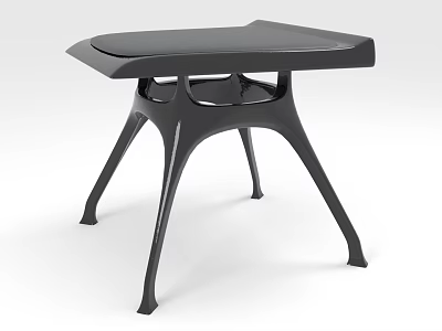 Modern Single Chair With Unique Curved Legs And Black Seat Design 3d model