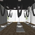 Yoga Studio With Green Aerial Hammocks Wooden Floors And Yoga Mats For Fitness