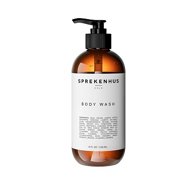 Sprekenhus Body Wash In Brown Bottle With Pump Dispenser And White Label 3d model