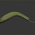 Fresh Green Curved Banana With Red Label And Long Stem