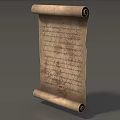 Ancient Scroll With Historical Manuscript And Old Vintage Text Design 3d model