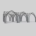 Modern Outdoor Architectural Pergola With Arched Structures And Support Columns 3d model