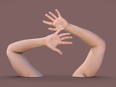 Woman with Arms in Expressive Artistic Pose Against Brown Background 3d model