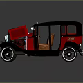 Vintage Red And Black Fire Truck With Open Doors And Classic Design