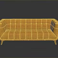 Vibrant Orange Modern Tufted Sofa With Square Stitching And Wooden Legs