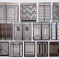Modern Fence Design Collection Featuring Various Geometric Patterns And Metal Frames 3d model