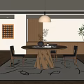 Middle Ancient Style Dining Table and Chair Dining Table and Chair Dining Table and Chair Combination Retro Style Restaurant Jiji Style Restaurant Middle Ancient Style Restaurant 3d model