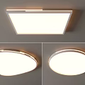 Modern Minimalist Ceiling Lights Square And Round With Metal Frame And White Lampshade