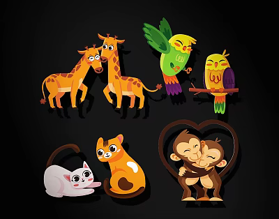 Cartoon Animal Silhouette Modern Animal Silhouette 3d model