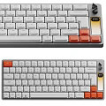 Durable Mechanical Keyboard with White Orange Keycaps and Ergonomic Knob Design Layout 3d model